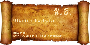 Ulbrich Borbála névjegykártya